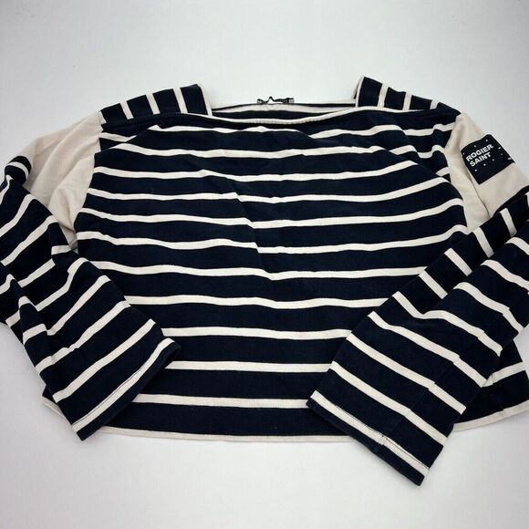 Zara Rogier de Saint Pierre Striped Top in Navy & Cream Size Small - Picture 1 of 4